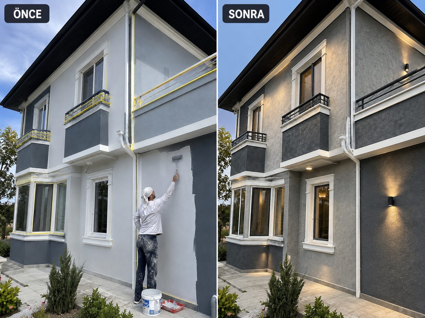 Çukuraltı dış cephe boya öncesi ve sonrası