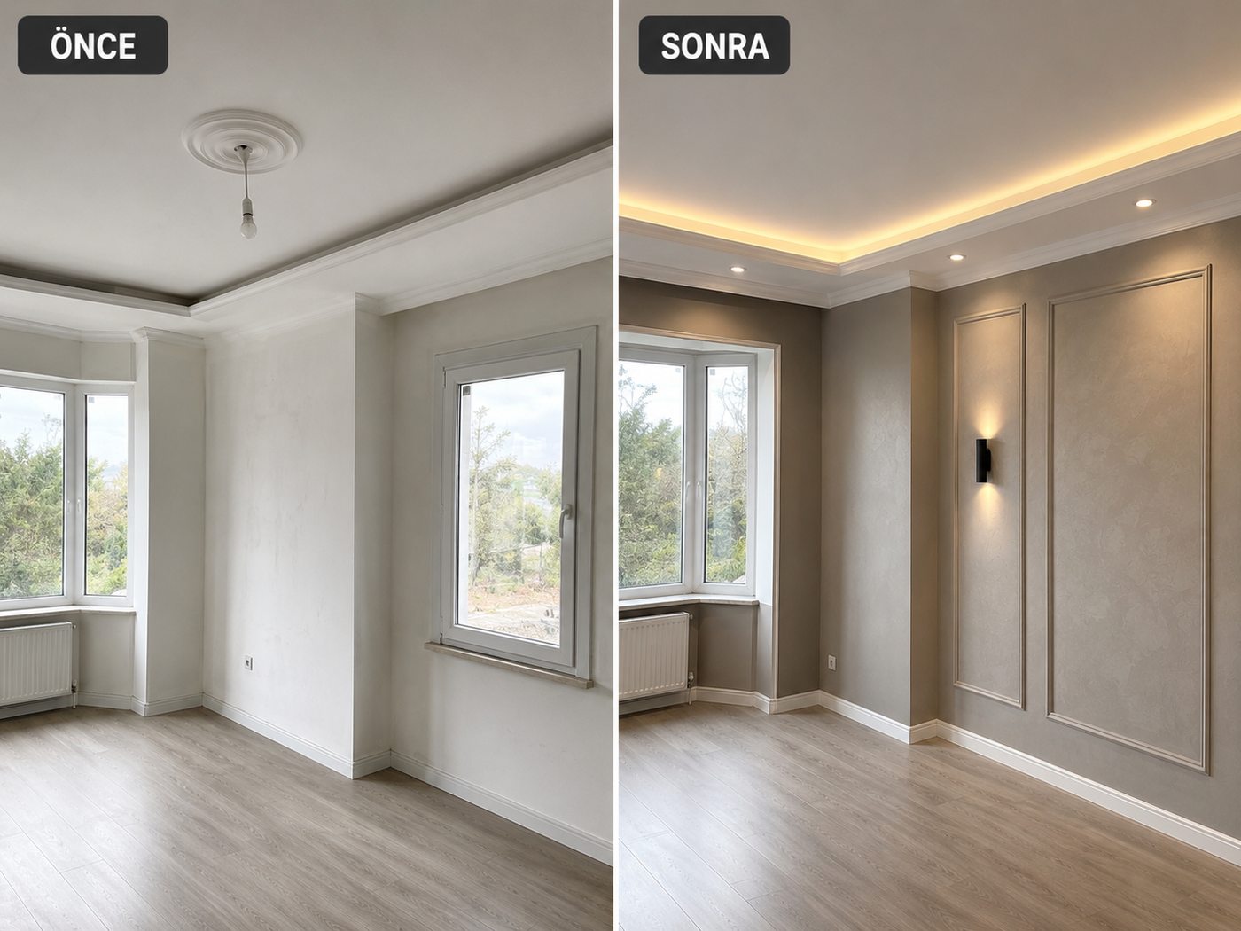 Çukuraltı iç cephe boya öncesi ve sonrası
